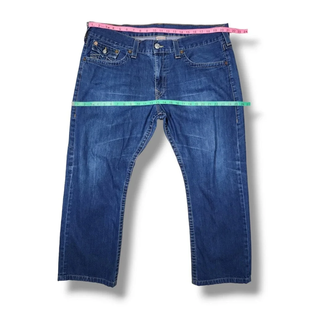 Vintage TRUE RELIGION Section STRAIGHT Size 42x28.5‎ Denim Jeans Made In USA